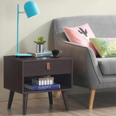 Mid-Century Style Nightstand with Drawer Storage Shelf product
